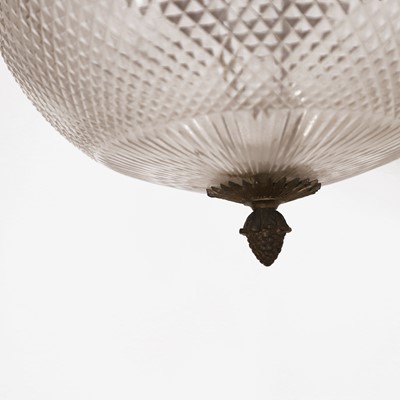 Lot 438 - A cut-glass and brass-framed ceiling light