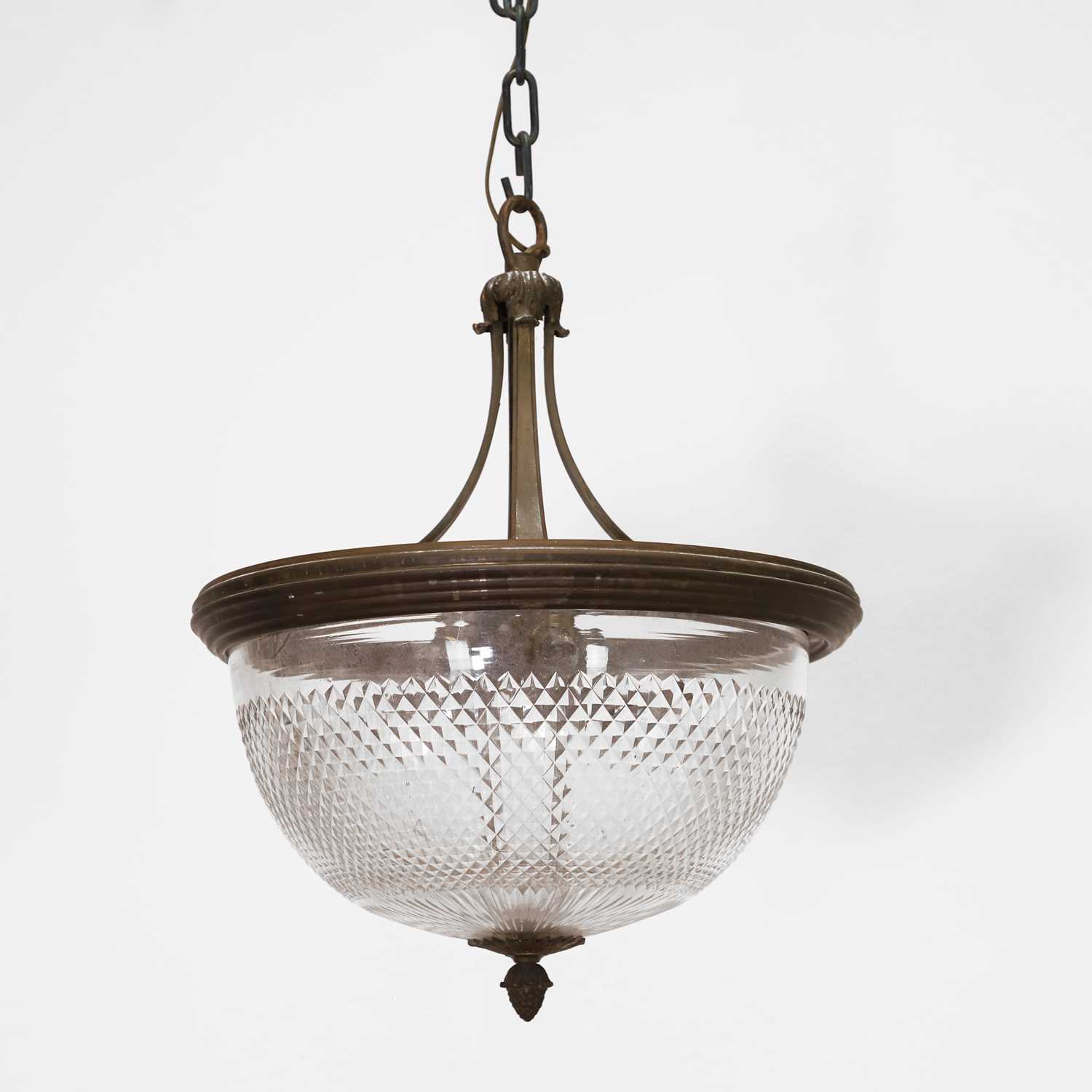Lot 438 - A cut-glass and brass-framed ceiling light