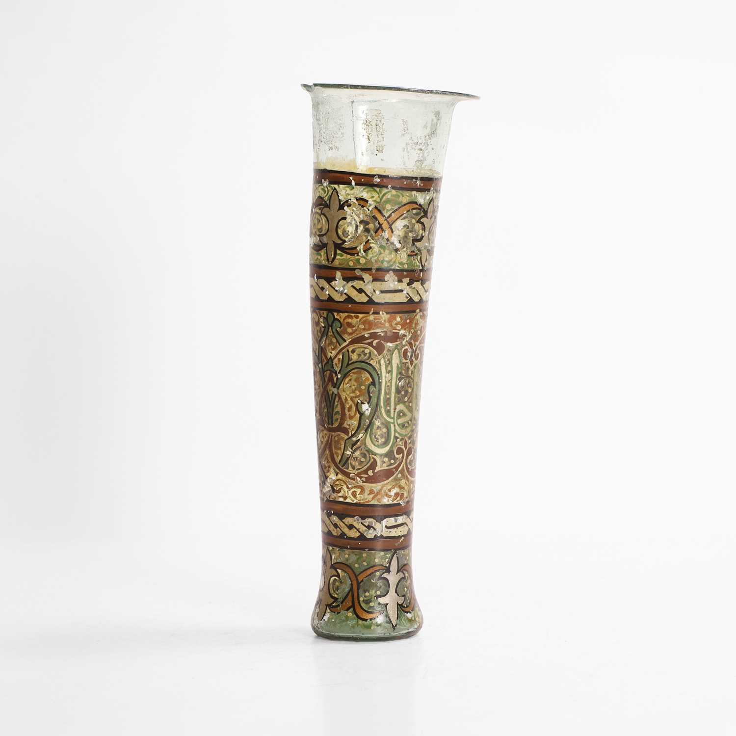 Lot 442 - An enamelled and gilded mosque lamp insert