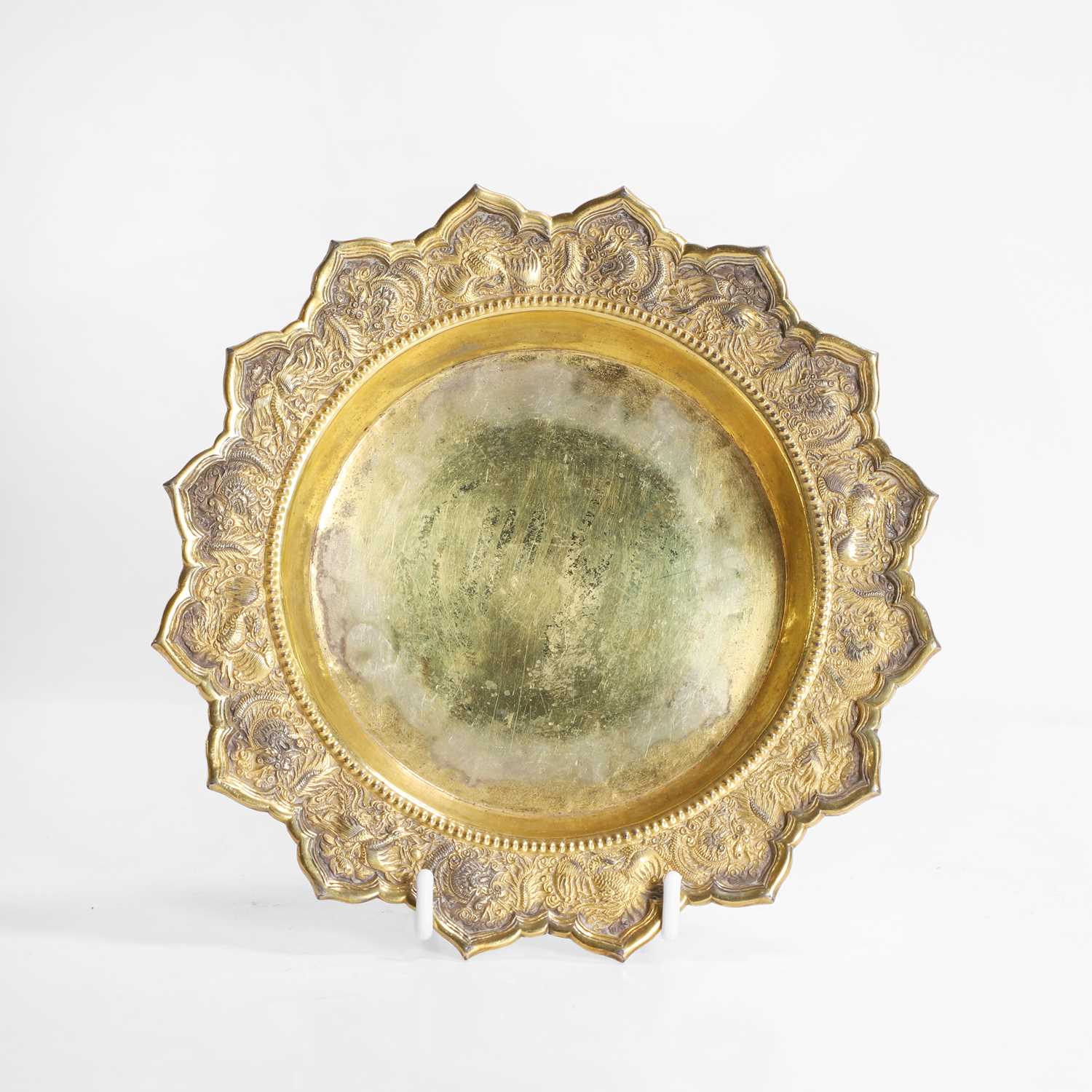 Lot 265 - A Chinese silver-gilt tray