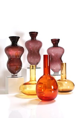 Lot 455 - Three coloured glass vases