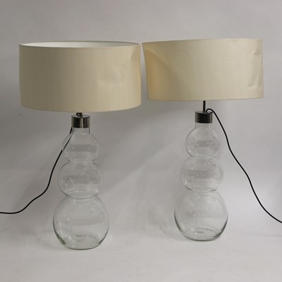 Lot 396 - A pair of glass table lamps