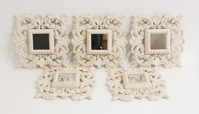 Lot 450 - A set of five carved and limed wall mirrors