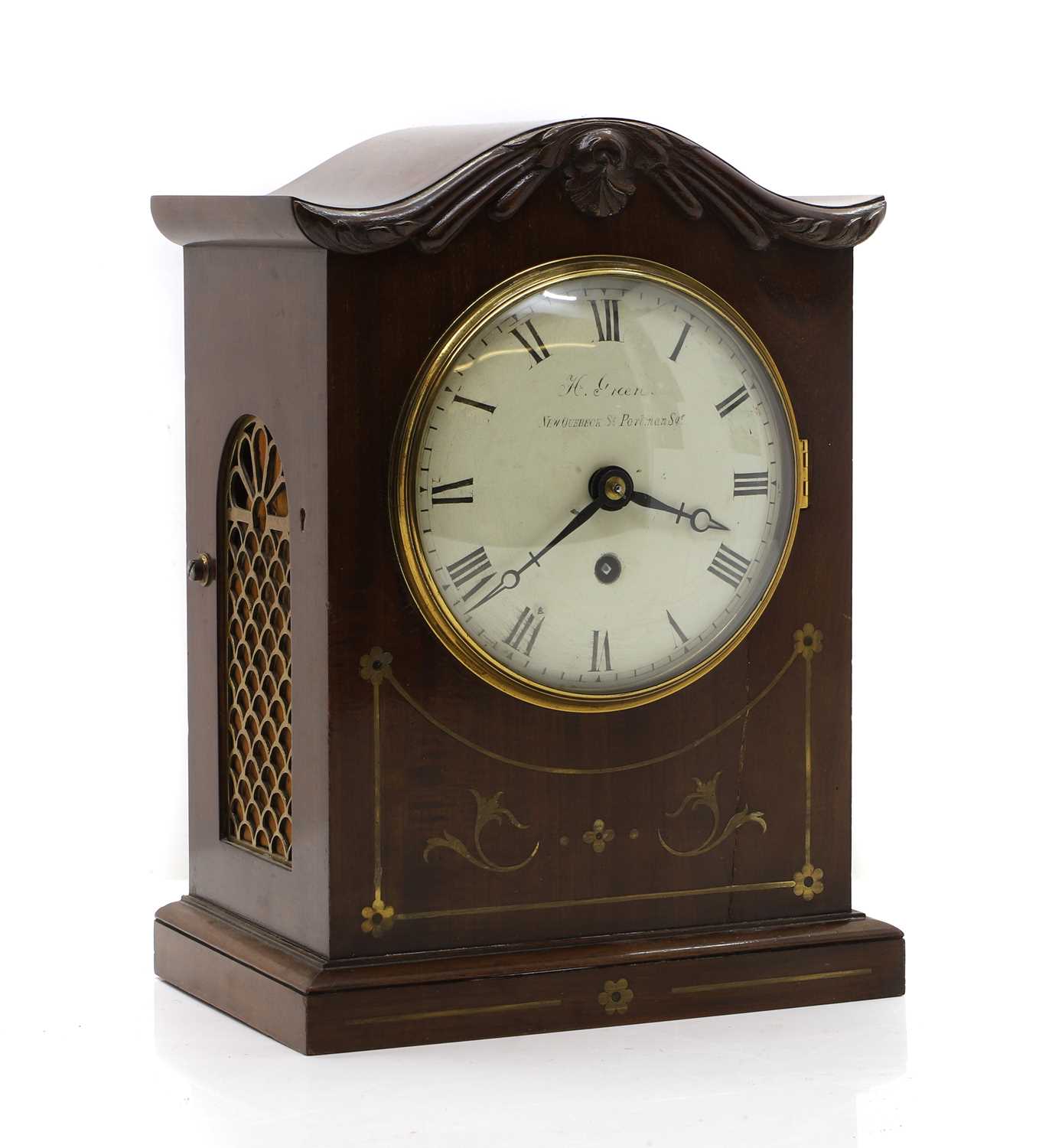 Lot 221 - A Regency mahogany and brass inlay bracket