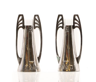 Lot 241 - A pair of WMF Secessionist pewter vases