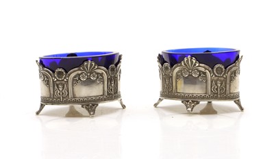 Lot 2 - A pair of Russian silver salts