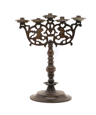 Lot 257 - A bronze Shabbat candelabra