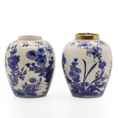 Lot 64 - A pair of Chinese blue and white porcelain vases