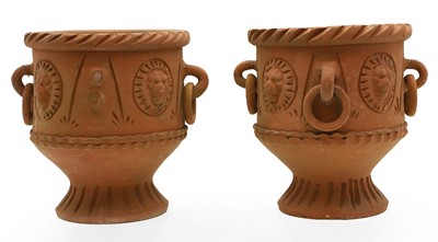 Lot 494 - A pair of terracotta garden urns