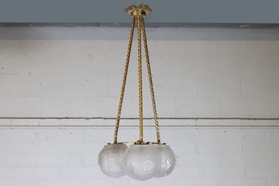 Lot 53 - A Muller Frères 'Boules Paons' glass ceiling light