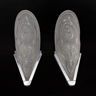 Lot 466 - A pair of Art Deco moulded glass wall lights