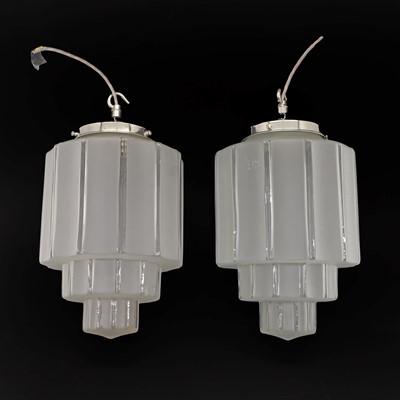 Lot 465 - A pair of Art Deco two-tiers ceiling lights