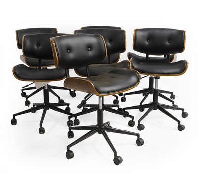 Lot 410 - A set of seven Herman Miller style swivel chairs