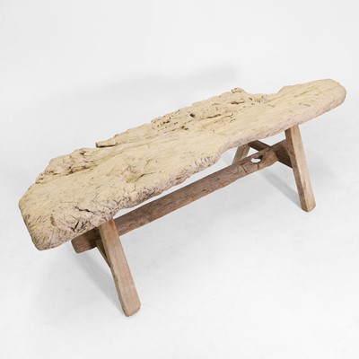 Lot 187 - A rustic olivewood bench