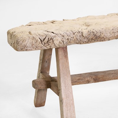 Lot 187 - A rustic olivewood bench