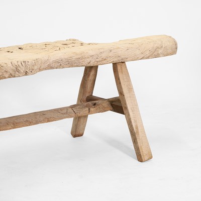 Lot 187 - A rustic olivewood bench