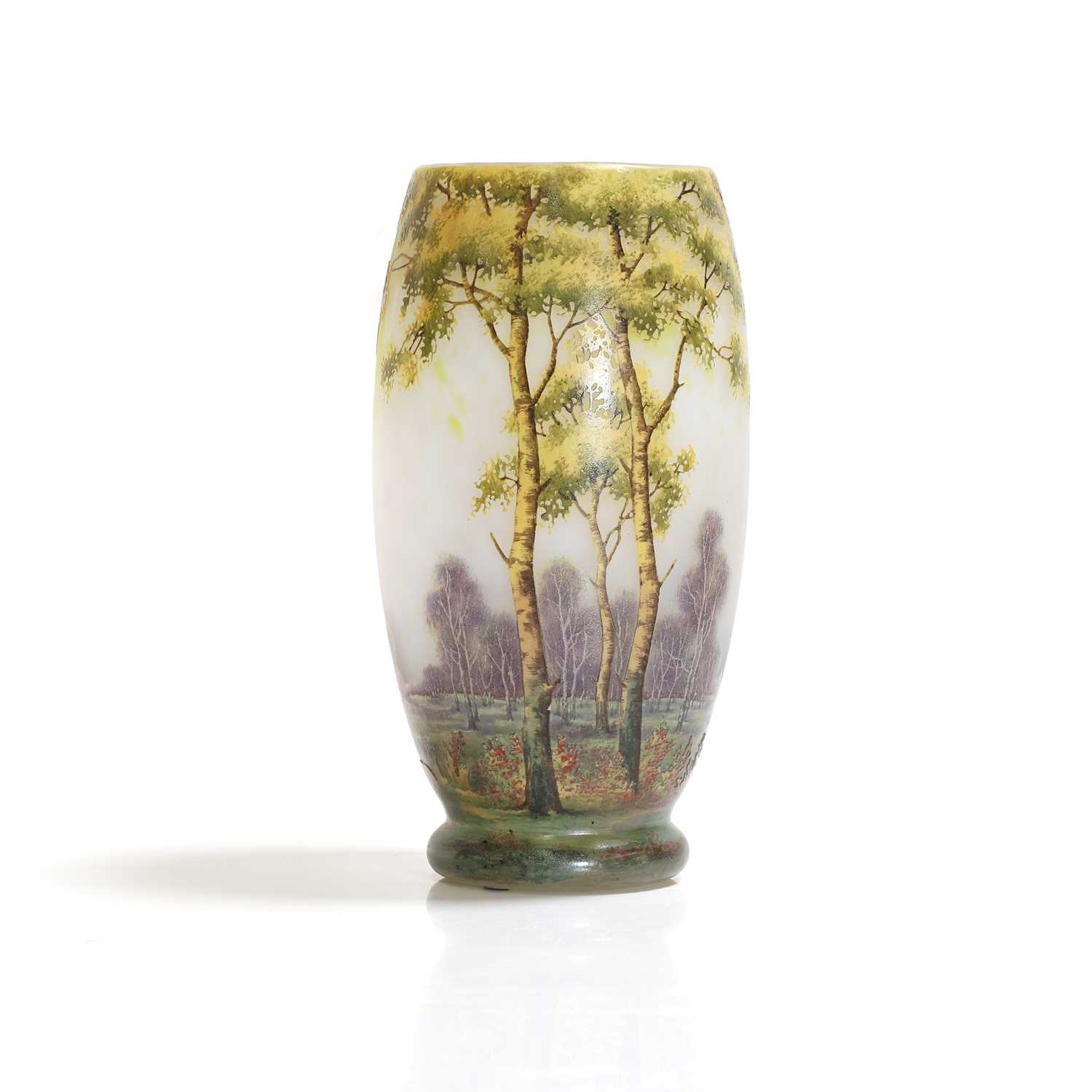 Lot 38 - A Daum enamelled cameo glass ‘Paysage d'Été’ landscape vase