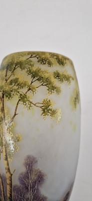 Lot 38 - A Daum enamelled cameo glass ‘Paysage d'Été’ landscape vase
