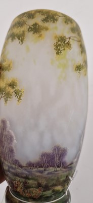 Lot 38 - A Daum enamelled cameo glass ‘Paysage d'Été’ landscape vase