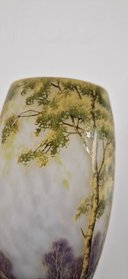 Lot 38 - A Daum enamelled cameo glass ‘Paysage d'Été’ landscape vase