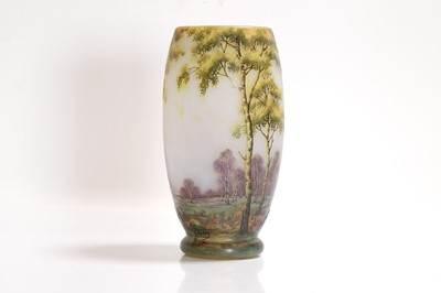 Lot 38 - A Daum enamelled cameo glass ‘Paysage d'Été’ landscape vase