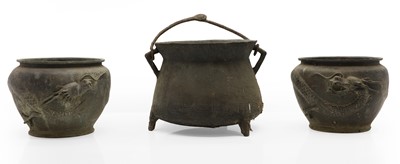 Lot 76 - A cast metal cauldron