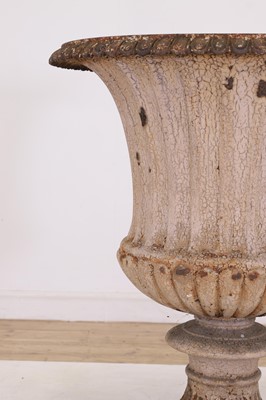 Lot 702 - A Victorian painted cast iron campana garden urn