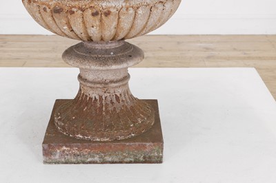 Lot 702 - A Victorian painted cast iron campana garden urn