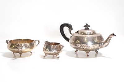 Lot 11 - A silver three-piece tea set