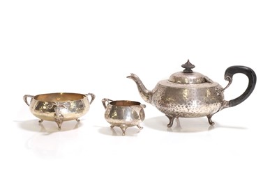 Lot 11 - A silver three-piece tea set