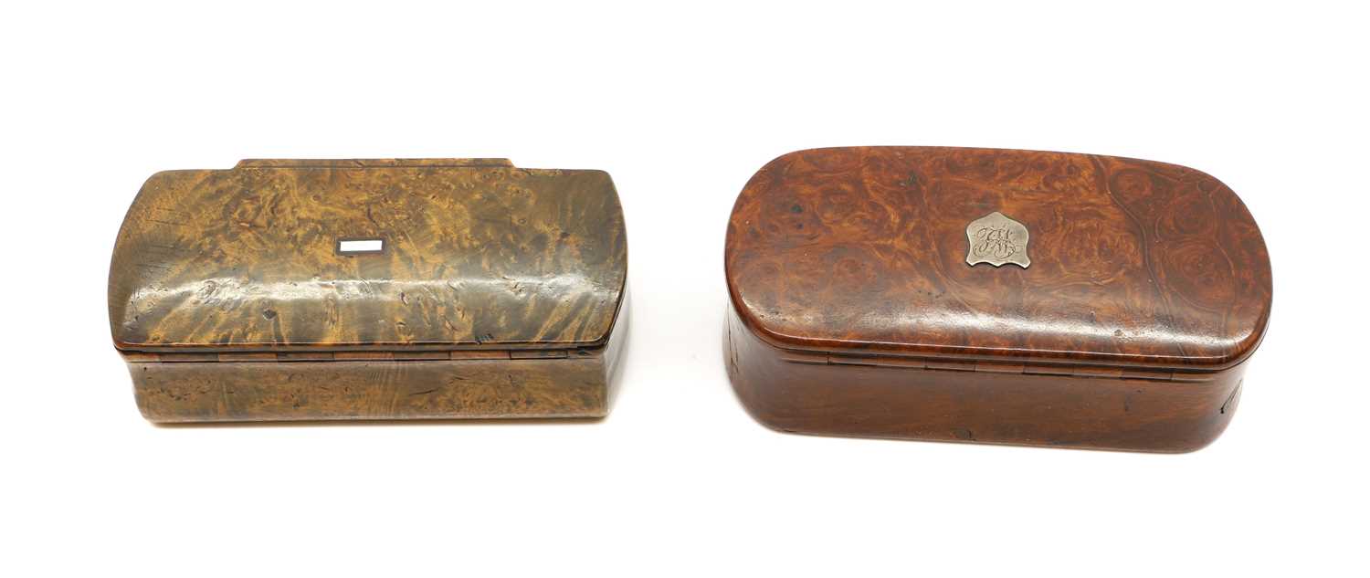 Lot 127 - Two burr wood snuff boxes