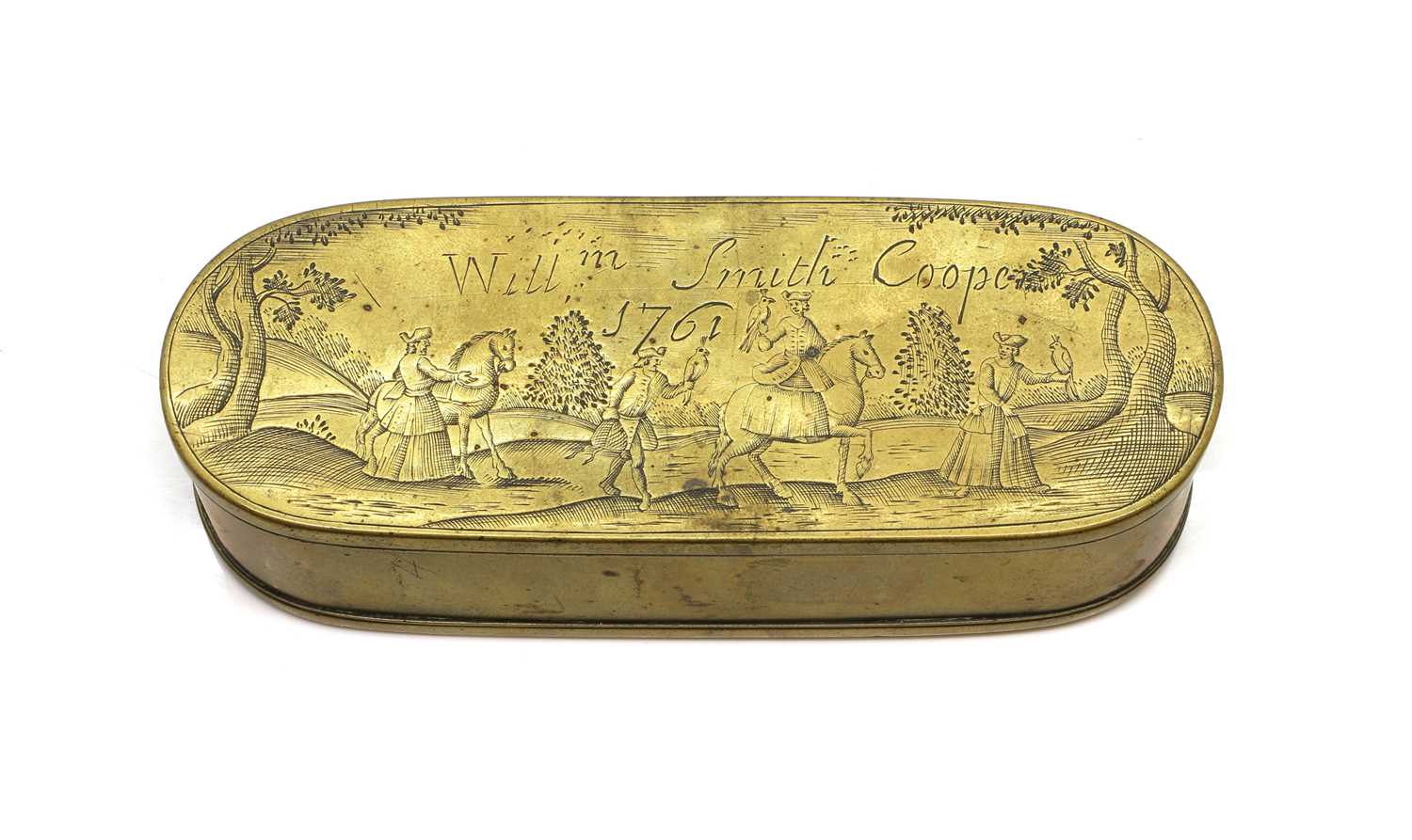 Lot 113 - A brass tobacco box