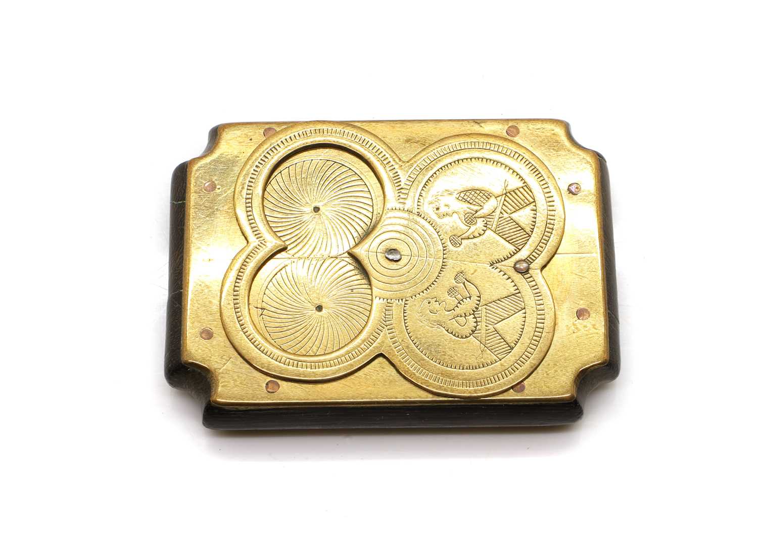 Lot 131 - An unusual brass and wood snuff box