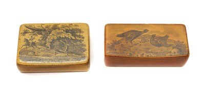 Lot 129 - Two sycamore Mauchline ware snuff boxes