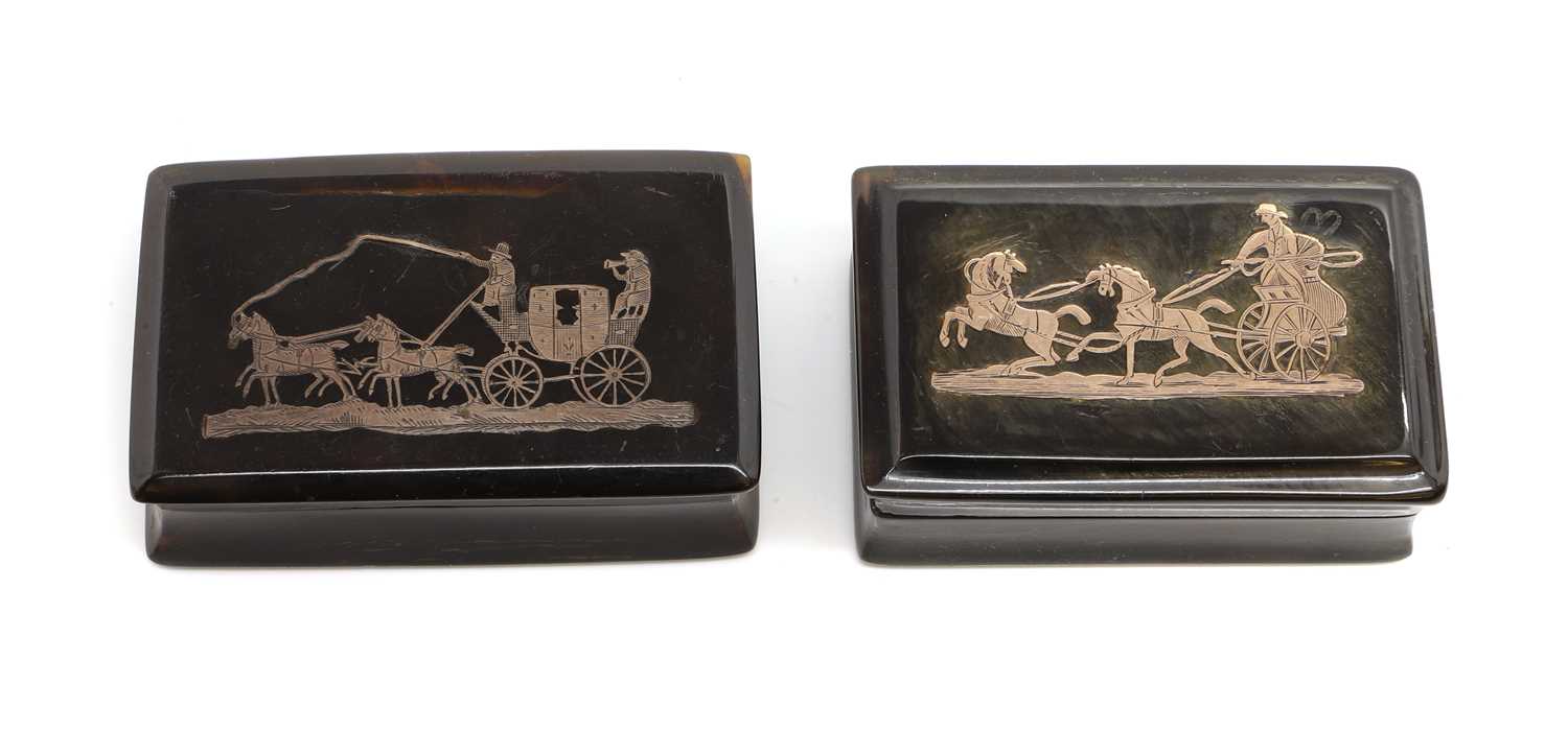 Lot 137 - Two tortoiseshell and horn snuff boxes