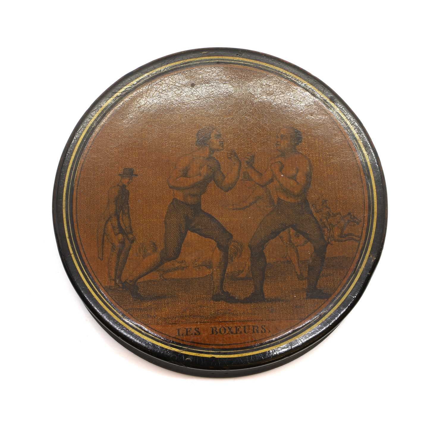 Lot 126 - A papier mâché snuff box