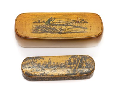 Lot 117 - Two sycamore Mauchline ware snuff boxes