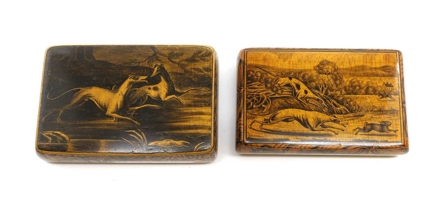 Lot 110 - Two sycamore Mauchline ware snuff boxes