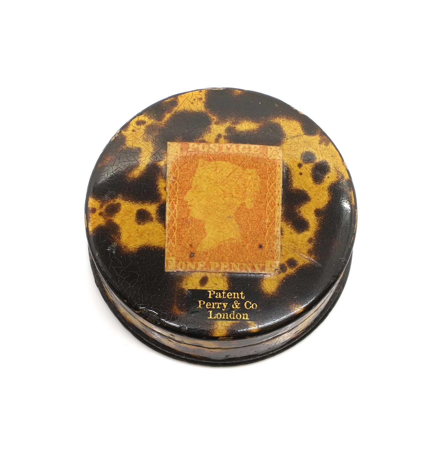 Lot 133 - A faux tortoiseshell stamp box