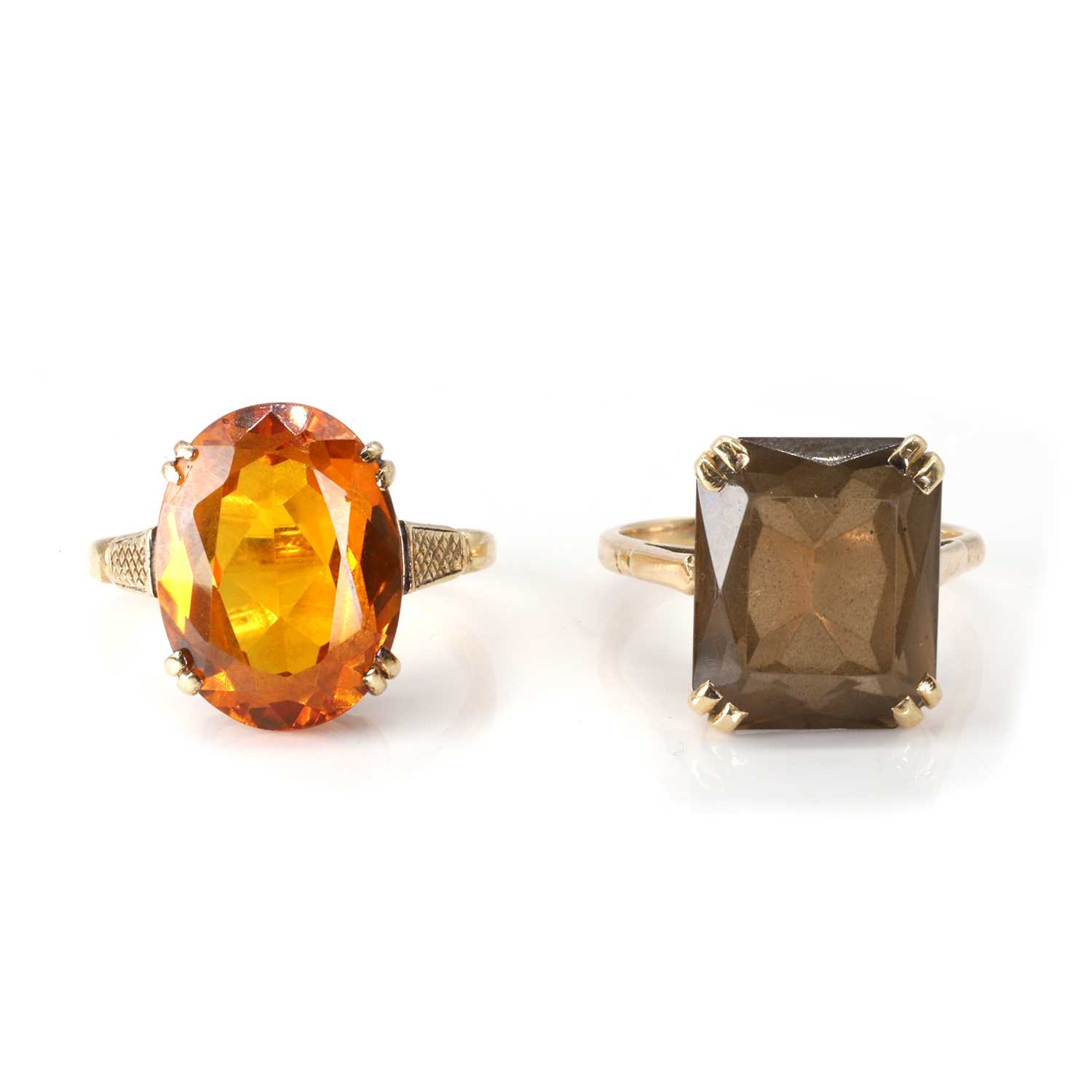 Lot 253 - Two 9ct gold gemstone set rings,