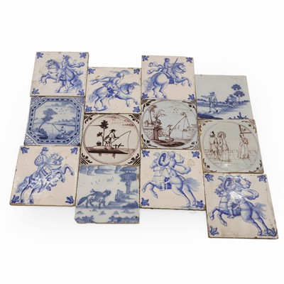 Lot 61 - Twelve Delft style pottery tiles