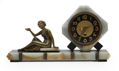 Lot 206 - An Art Deco marble mantle clock