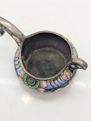 Lot 22 - A Russian silver and cloisonne enamel kovsh