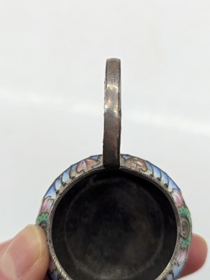 Lot 22 - A Russian silver and cloisonne enamel kovsh