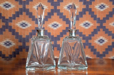 Lot A pair of Art Deco cut glass decanters