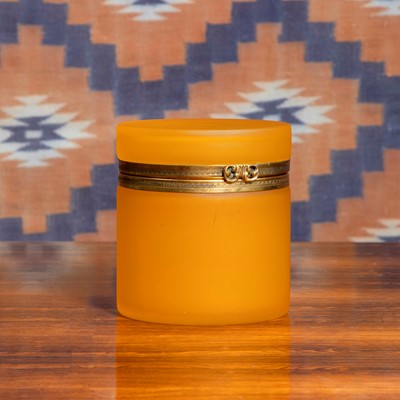 Lot A Murano orange opage glass cylindrical box