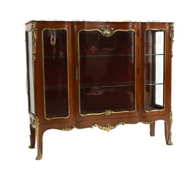 Lot 370 - A Louis XV style kingwood and marble meuble d’appui