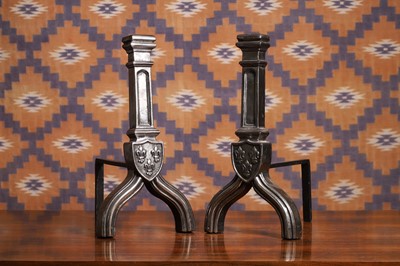 Lot A pair of cast iron andirons