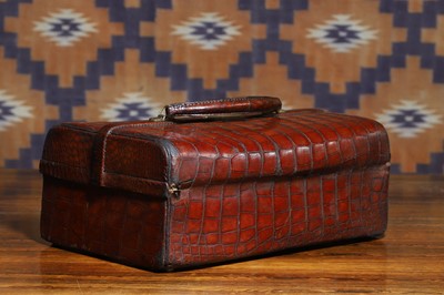 Lot A crocodile leather travelling gladstone vanity case