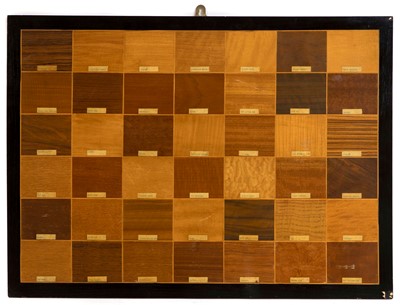 Lot An inlaid panel of specimen sample woods